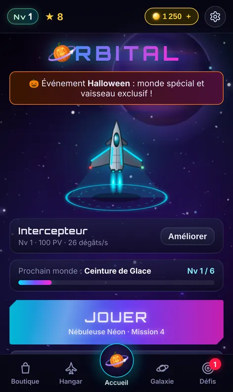 Écran d'accueil d'Orbital